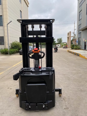 Support Customized Stand On 1.6 Ton 4 Meters All Electric Stacker Forklift With Side Wheels And Safe Arms