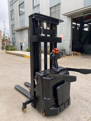 Support Customized Stand On 1.6 Ton 4 Meters All Electric Stacker Forklift With Side Wheels And Safe Arms